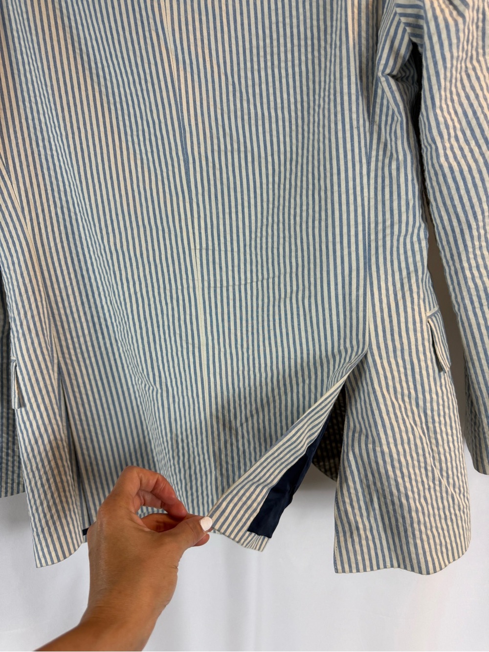 J. Crew Ludlow Fit Blue and White Seersucker Suit Jacket - Picture 13 of 15